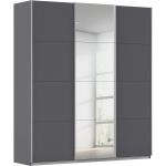 Kledingkast Kick 203 x 229 cm Grijs metallic met 1 spiegeldeur en aluminiumkleur greeplijst