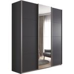 Kledingkast Kick 203 x 229 cm Grijs metallic met 1 spiegeldeur en aluminiumkleur greeplijst