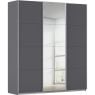Kledingkast Kick 203 x 229 cm Grijs metallic met 1 spiegeldeur en aluminiumkleur greeplijst