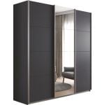 Kledingkast Kick 203 x 210 cm Grijs metallic met 1 spiegeldeur en aluminiumkleur greeplijst