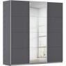 Kledingkast Kick 203 x 210 cm Grijs metallic met 1 spiegeldeur en aluminiumkleur greeplijst