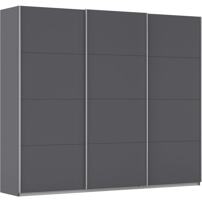 Kledingkast Kick 271 x 229 cm Grijs metallic met aluminiumkleur greeplijst