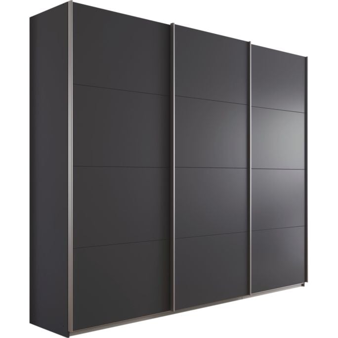 Kledingkast Kick 271 x 229 cm Grijs metallic met aluminiumkleur greeplijst
