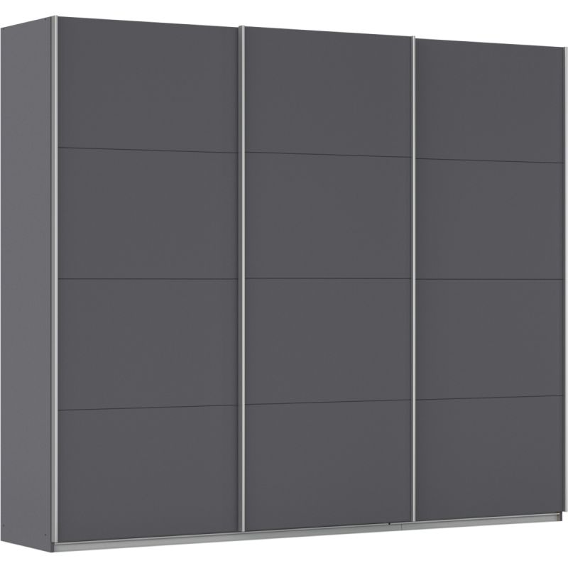 Kledingkast Kick 271 x 229 cm Grijs metallic met aluminiumkleur greeplijst