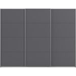 Kledingkast Kick 271 x 210 cm Grijs metallic met aluminiumkleur greeplijst
