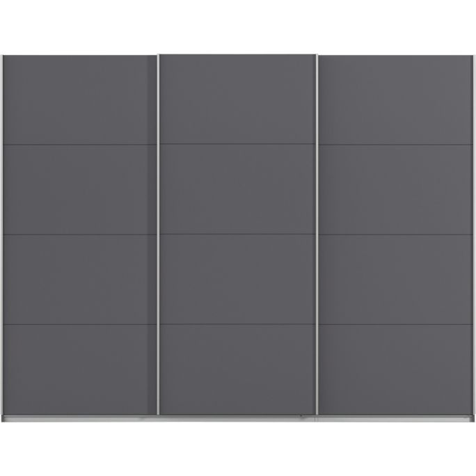 Kledingkast Kick 271 x 210 cm Grijs metallic met aluminiumkleur greeplijst