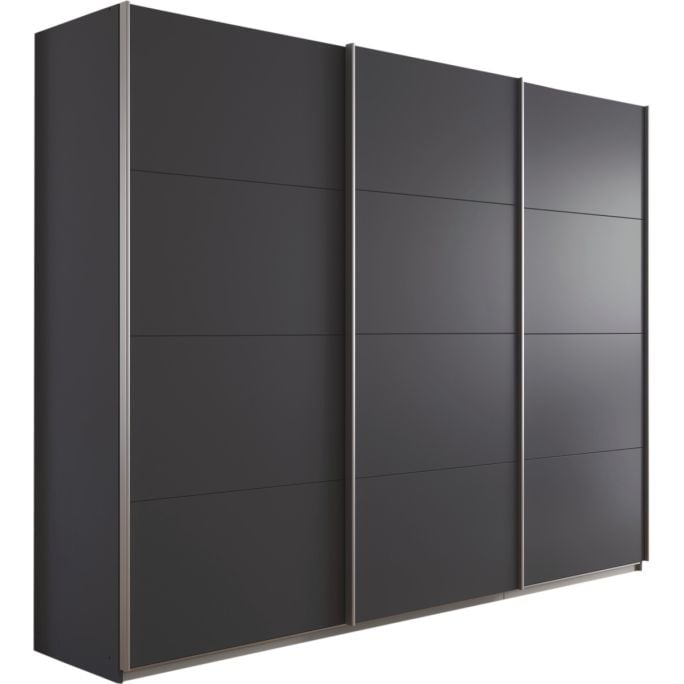 Kledingkast Kick 271 x 210 cm Grijs metallic met aluminiumkleur greeplijst