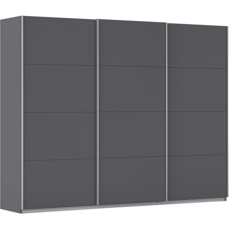Kledingkast Kick 271 x 210 cm Grijs metallic met aluminiumkleur greeplijst