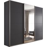 Kledingkast Kick 271 x 229 cm Grijs metallic met 1 spiegeldeur en aluminiumkleur greeplijst