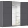 Kledingkast Kick 271 x 229 cm Grijs metallic met 1 spiegeldeur en aluminiumkleur greeplijst