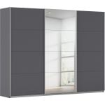Kledingkast Kick 271 x 210 cm Grijs metallic met 1 spiegeldeur en aluminiumkleur greeplijst