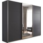 Kledingkast Kick 271 x 210 cm Grijs metallic met 1 spiegeldeur en aluminiumkleur greeplijst