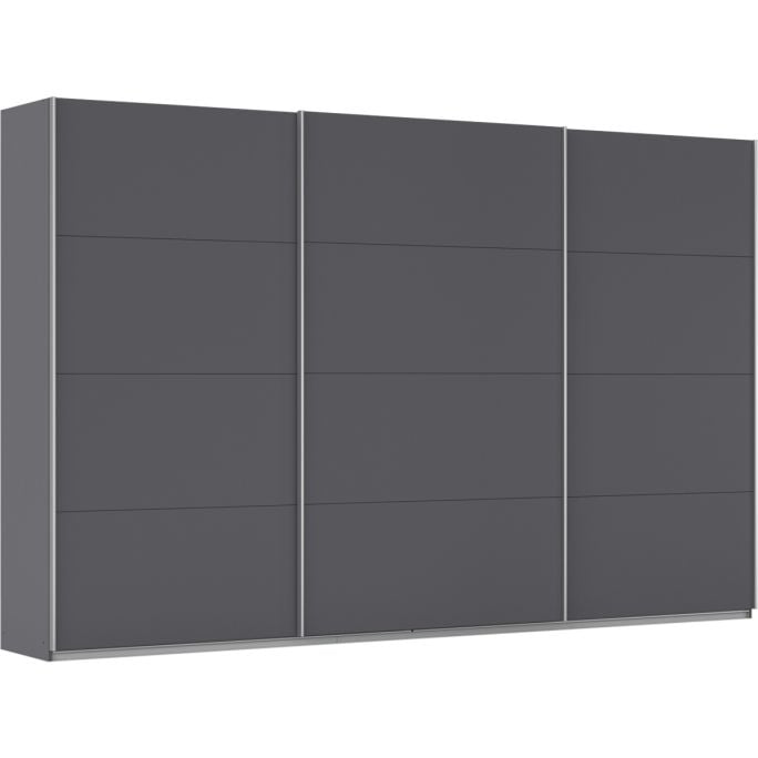 Kledingkast Kick 360 x 229 cm Grijs metallic met aluminiumkleur greeplijst