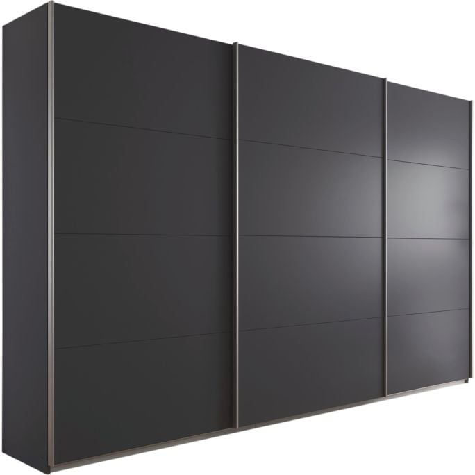 Kledingkast Kick 360 x 229 cm Grijs metallic met aluminiumkleur greeplijst