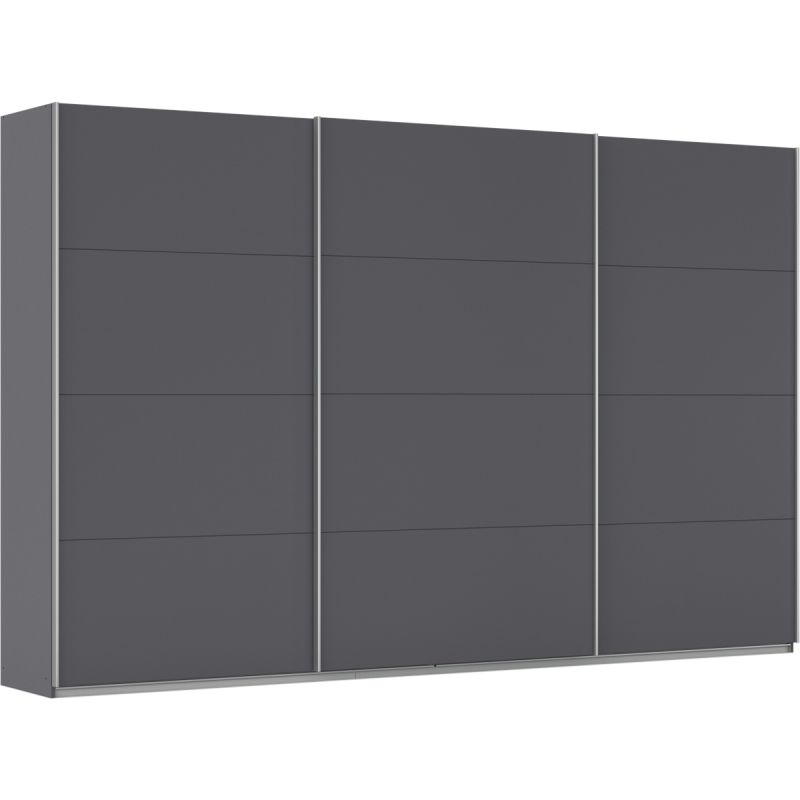Kledingkast Kick 360 x 229 cm Grijs metallic met aluminiumkleur greeplijst