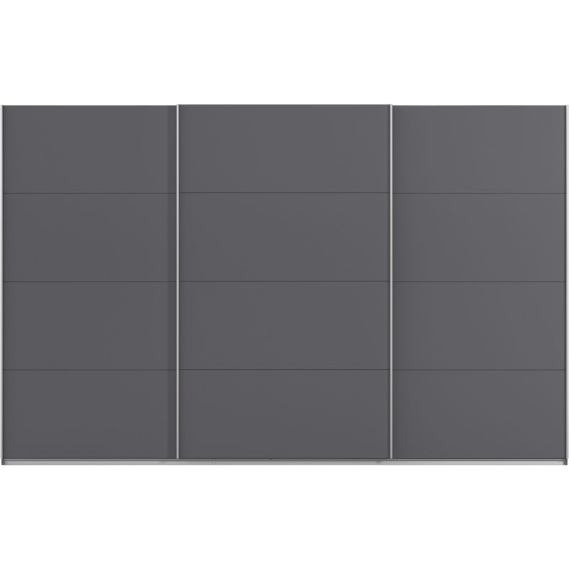 Kledingkast Kick 360 x 229 cm Grijs metallic met aluminiumkleur greeplijst