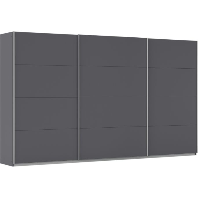 Kledingkast Kick 360 x 210 cm Grijs metallic met aluminiumkleur greeplijst