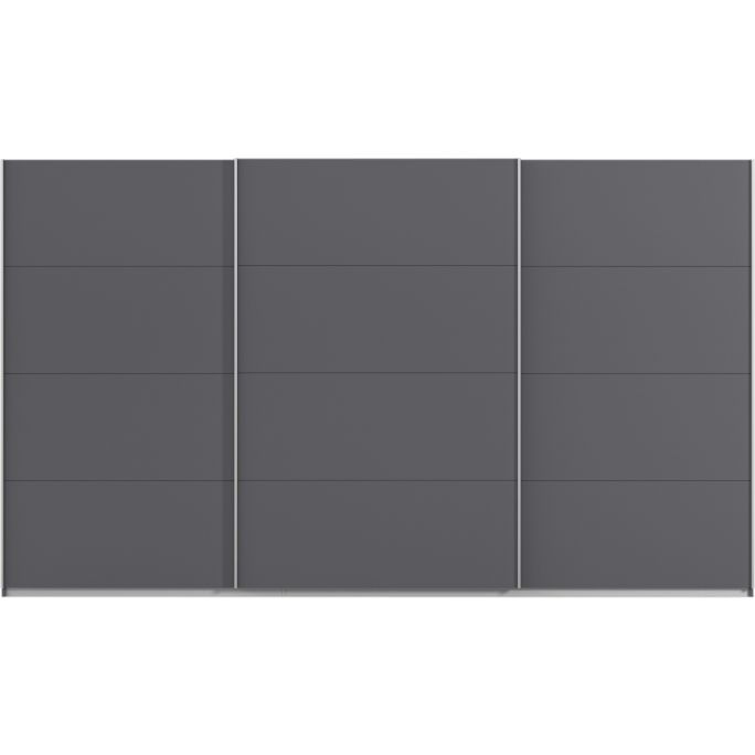 Kledingkast Kick 360 x 210 cm Grijs metallic met aluminiumkleur greeplijst