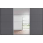 Kledingkast Kick 360 x 229 cm Grijs metallic met 1 spiegeldeur en aluminiumkleur greeplijst