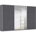 Kledingkast Kick 360 x 229 cm Grijs metallic met 1 spiegeldeur en aluminiumkleur greeplijst