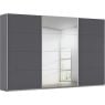 Kledingkast Kick 360 x 229 cm Grijs metallic met 1 spiegeldeur en aluminiumkleur greeplijst