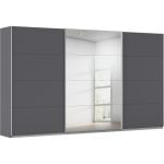 Kledingkast Kick 360 x 210 cm Grijs metallic met 1 spiegeldeur en aluminiumkleur greeplijst