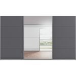 Kledingkast Kick 360 x 210 cm Grijs metallic met 1 spiegeldeur en aluminiumkleur greeplijst