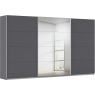 Kledingkast Kick 360 x 210 cm Grijs metallic met 1 spiegeldeur en aluminiumkleur greeplijst