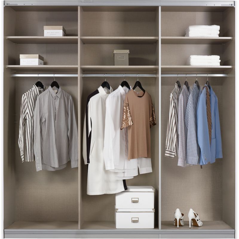 Kledingkast Kick 203 x 229 cm Champagne met aluminiumkleur greeplijst