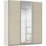 Kledingkast Kick 203 x 229 cm Champagne met 1 spiegeldeur en aluminiumkleur greeplijst