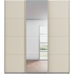 Kledingkast Kick 203 x 229 cm Champagne met 1 spiegeldeur en aluminiumkleur greeplijst