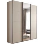 Kledingkast Kick 203 x 229 cm Champagne met 1 spiegeldeur en aluminiumkleur greeplijst