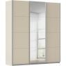 Kledingkast Kick 203 x 229 cm Champagne met 1 spiegeldeur en aluminiumkleur greeplijst