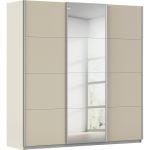 Kledingkast Kick 203 x 210 cm Champagne met 1 spiegeldeur en aluminiumkleur greeplijst