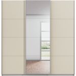Kledingkast Kick 203 x 210 cm Champagne met 1 spiegeldeur en aluminiumkleur greeplijst