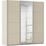 Kledingkast Kick 203 x 210 cm Champagne met 1 spiegeldeur en aluminiumkleur greeplijst