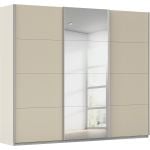 Kledingkast Kick 271 x 229 cm Champagne met 1 spiegeldeur en aluminiumkleur greeplijst