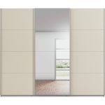 Kledingkast Kick 271 x 229 cm Champagne met 1 spiegeldeur en aluminiumkleur greeplijst