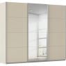Kledingkast Kick 271 x 229 cm Champagne met 1 spiegeldeur en aluminiumkleur greeplijst