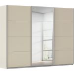 Kledingkast Kick 271 x 210 cm Champagne met 1 spiegeldeur en aluminiumkleur greeplijst