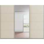 Kledingkast Kick 271 x 210 cm Champagne met 1 spiegeldeur en aluminiumkleur greeplijst