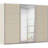 Kledingkast Kick 271 x 210 cm Champagne met 1 spiegeldeur en aluminiumkleur greeplijst