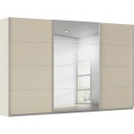 Kledingkast Kick 360 x 229 cm Champagne met 1 spiegeldeur en aluminiumkleur greeplijst