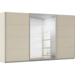Kledingkast Kick 360 x 210 cm Champagne met 1 spiegeldeur en aluminiumkleur greeplijst