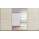 Kledingkast Kick 360 x 210 cm Champagne met 1 spiegeldeur en aluminiumkleur greeplijst