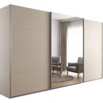 Kledingkast Kick 360 x 210 cm Champagne met 1 spiegeldeur en aluminiumkleur greeplijst