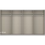 Kledingkast Kick 360 x 210 cm Champagne met 1 spiegeldeur en aluminiumkleur greeplijst