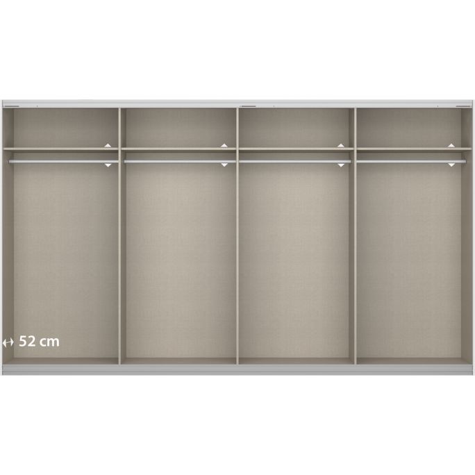 Kledingkast Kick 360 x 210 cm Champagne met 1 spiegeldeur en aluminiumkleur greeplijst