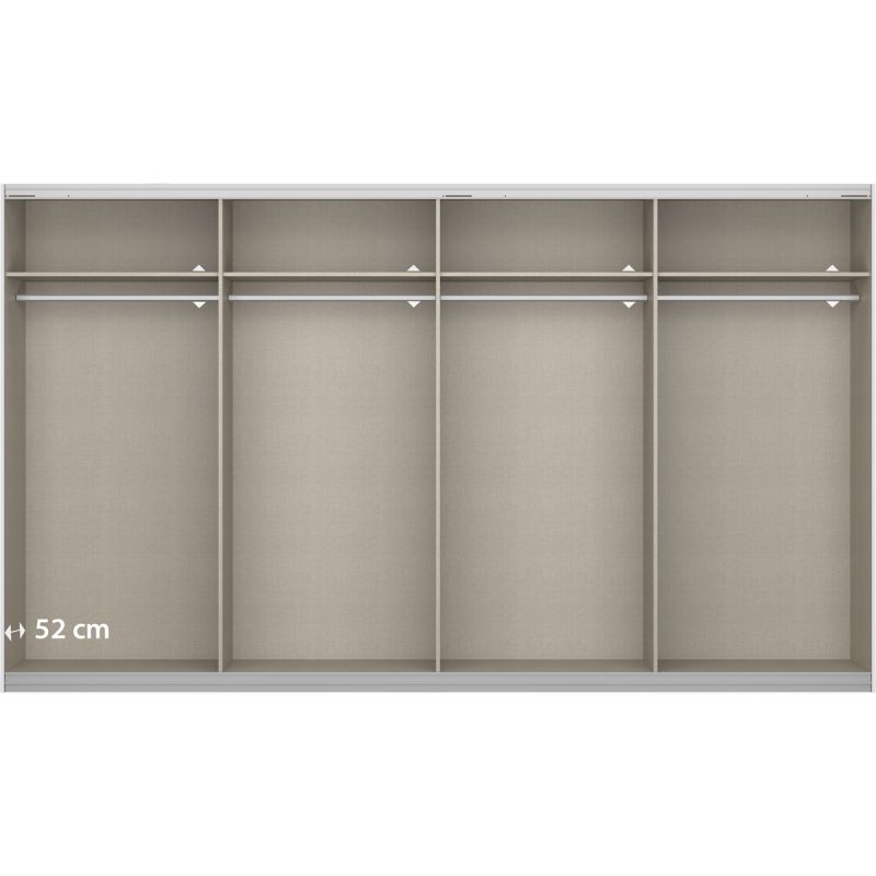 Kledingkast Kick 360 x 210 cm Champagne met 1 spiegeldeur en aluminiumkleur greeplijst