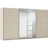 Kledingkast Kick 360 x 210 cm Champagne met 1 spiegeldeur en aluminiumkleur greeplijst